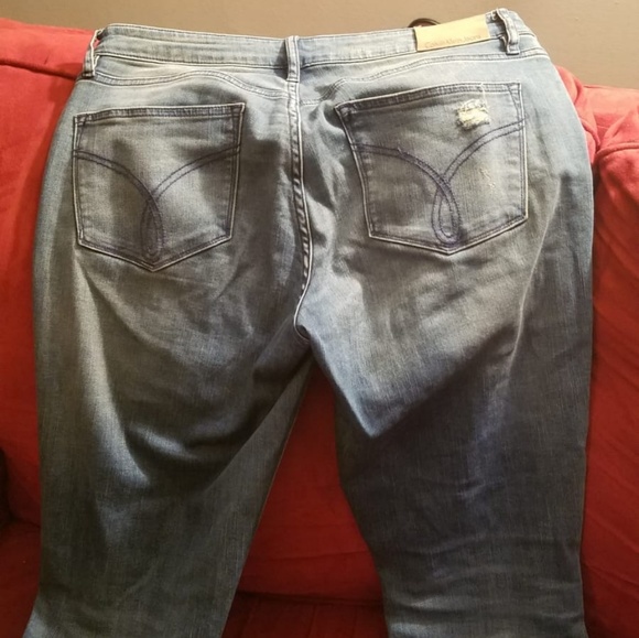Washed Cut- up Blue Jeans - Picture 2 of 2